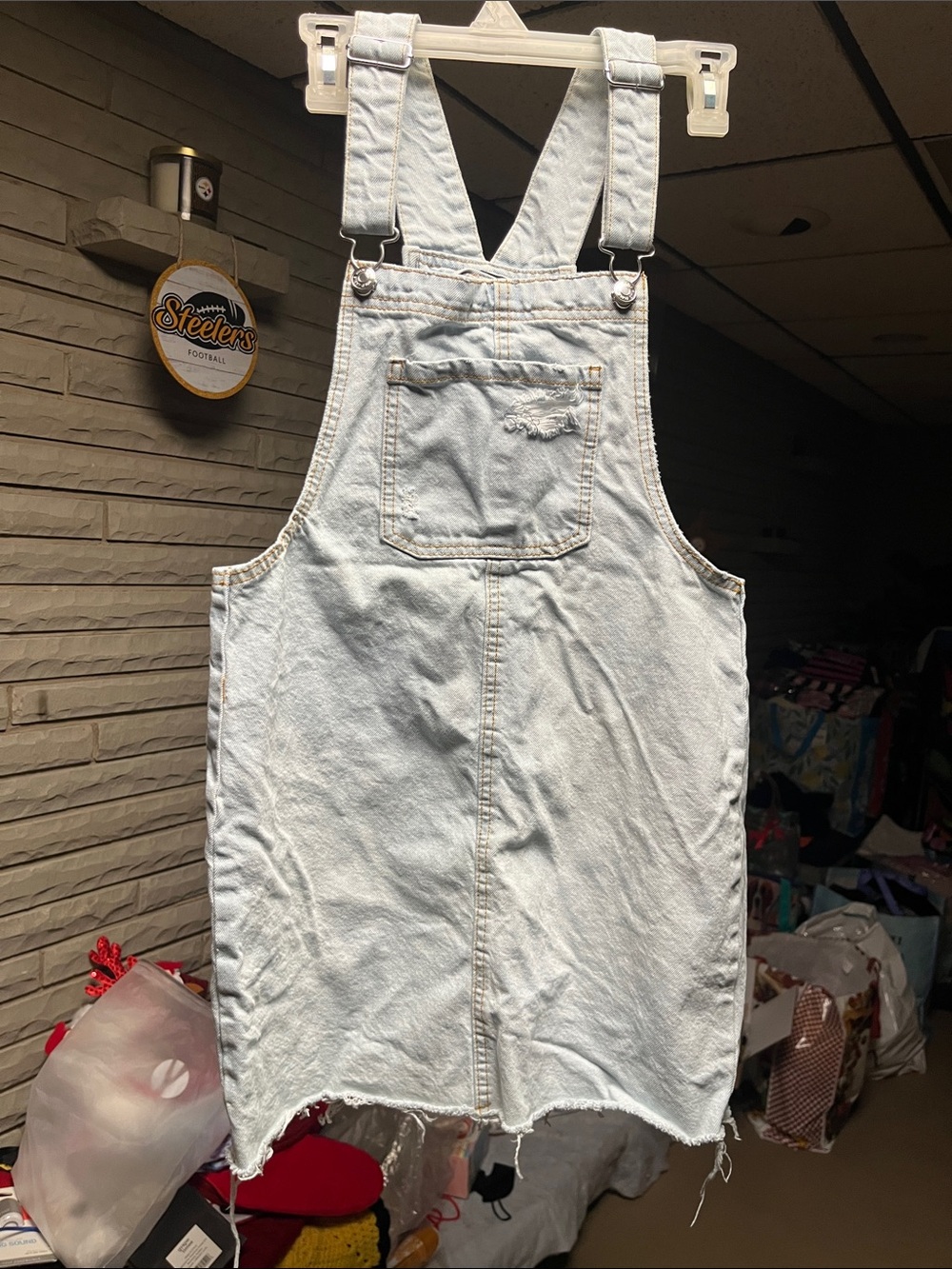 wild fable Light Wash Denim Overall Midi Dress